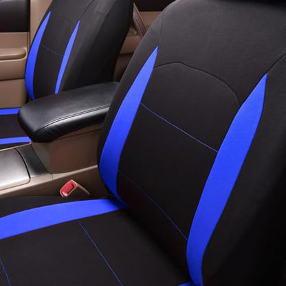 Flying Banner Car Seat Covers Full Set Front Seats and Rear Bench Polyester car seat Protectors Black Gray Purple airbag Compatible Rear Bench Split (Black Blue) - color: Black Blue
