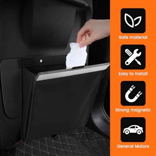 Car Trash Bag, Foldable Car Garbage Can Bin and Storage Bag Hanging Ca-r Trash Bag for Front Back Seat Multi-Purpose Suspended for Sedans, SUVs & Trucks(Color:Metal)