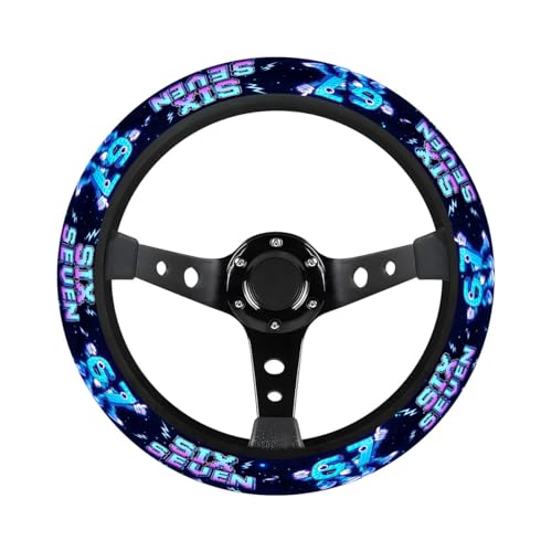 GENANY Brainrot Meme Steering Wheel Cover, Non Slip Polyester Car Wheel Protector for Car SUV Truck, Universal 15 Inch - color: Brainrot 67