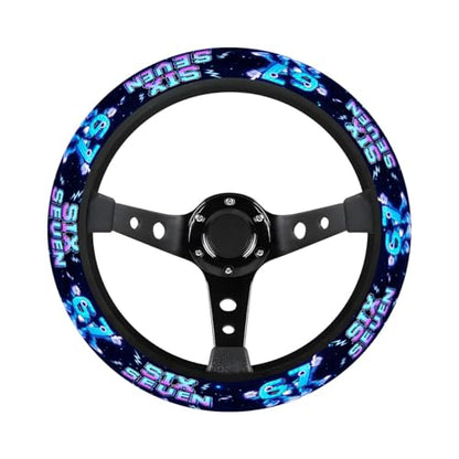GENANY Brainrot Meme Steering Wheel Cover, Non Slip Polyester Car Wheel Protector for Car SUV Truck, Universal 15 Inch - color: Brainrot 67