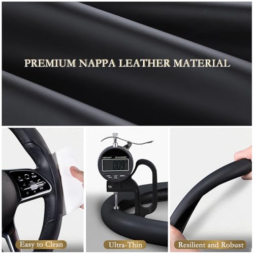 Aimato Car Steering Wheel Cover, Ultra-Thin Car Steering Wheel Cover,Comfortable & Breathable Microfiber,Universal Fit for Most Cars, Black - color: Black