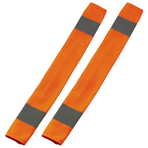 Ergodyne GloWear 8004 High Vis Safety Seat Belt Cover for Seatbelt Compliance, Reflective Accents for Enhanced Visibility, Orange - color: Orange, style: 8004 Hi-vis Seat Belt Cover - 2-pk