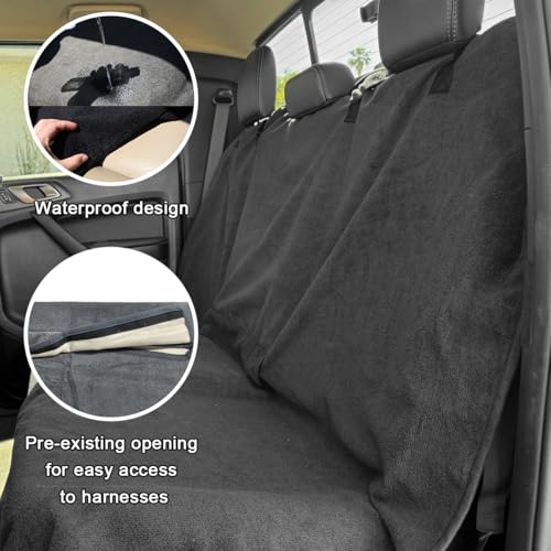 DXNQ Car Towel Seat Cover, Waterproof Sweating Non-Slip Premium Soft Towel Carseat Protector, Universal Machine Washable Car Truck SUV Front Seat Cover for Gym Workout Beach Hiking (Gray, Rear) - color: Gray, 1pc, Rear