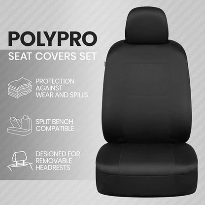 BDK PolyPro 2-Pack Front Car Seat Covers Set in Black/Black - Front Seat Covers for Cars Trucks Vans SUVs Sedans, Easy to Install Front Car Seat Cover Protection, Universal Fit Car Accessories - color: 2 Fronts Only-Black