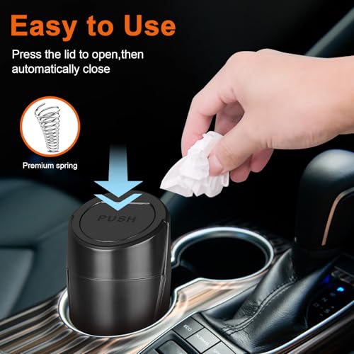 Car Trash Can, 2 Packs Mini Car Trash Bin with Lid, Leakproof Cup Holder Car Garbage Can with 60 Trash Bags, Vehicle Front Back Seat Organizers and Storage for Car, Home, Office, Black - color: Black
