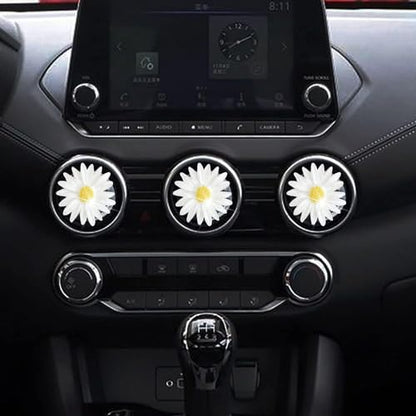 3 Pcs White Cute Daisies Car Clip, Flowers Car Charm Air Vent Accessories Cute Automotive Interior Trim Decorations Gift for Girls & Women Car Interior Accessories,Automotive Air Fresheners