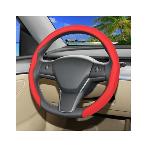 Car Steering Wheel Cover, Non-Slip 15 Inch Breathable Automotive Wheel Protector, Enhanced Driving Comfort Vehicle Interior Steering Cover Accessories, Universal for Truck SUV (Red) - color: Red