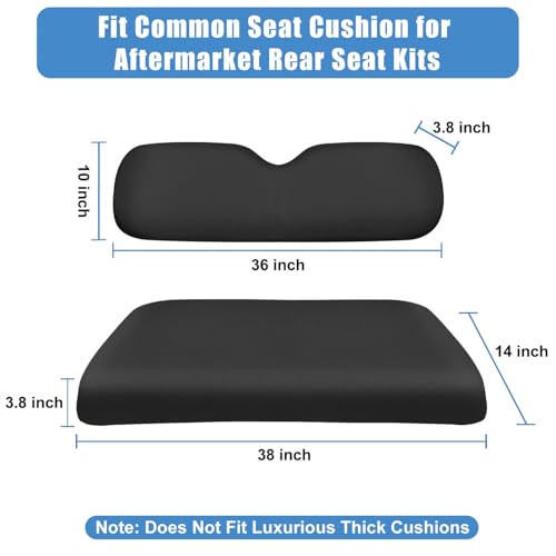 MOSNAI Golf Cart Rear Seat Covers Set for EZGO Club Car Yamaha Aftermarket Rear Seat Cushion, Durable Breathable Bench Seat Covers Washable Polyester Mesh Cloth Without Logo, Black