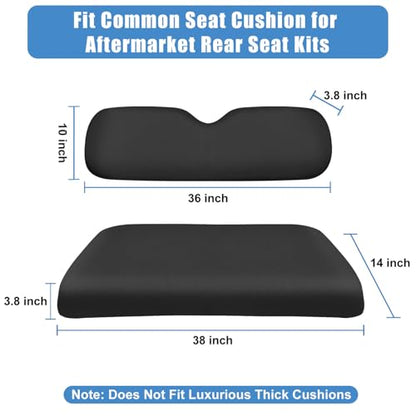 MOSNAI Golf Cart Rear Seat Covers Set for EZGO Club Car Yamaha Aftermarket Rear Seat Cushion, Durable Breathable Bench Seat Covers Washable Polyester Mesh Cloth Without Logo, Black
