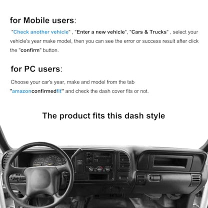 Dash Cover Mat Custom for 1997-2000 Chevrolet Silverado/GMC Sierra C1500 C2500 C3500 K1500 K2500 K3500,1997-1999 GMC Yukon/Chevy Tahoe Suburban,Dashboard Pad(Dark Gray) Y57 - color: dark gray