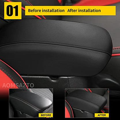 AOMSAZTO Armrest Covers for Hyundai 2015-2019 Sonata Black Console Pad for Sonata - color: black