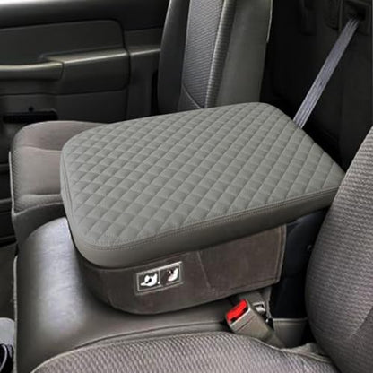 Zxiaochun Center Console Cover Compatible with 2002 2003 2004 2005-2012 Dodge Ram 1500 2500 3500 Jump Seat Console, Armrest Lid Leather Protective Covering (Gray) - color: Gray Leather