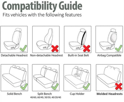 FH Group Car Seat Covers Full Set Neoprene - Universal Fit, Automotive Low Back Front Seat Covers, Airbag Compatible, Split Bench Rear Seat, Washable Seat Cover for SUV, Sedan Black