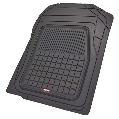 BDK Performance Plus 4-Piece Front & Rear Rubber Car Floor Mats for Cars SUVs Trucks Vans, All-Weather Front Rear Heavy Duty Semi Custom Fit Trimmable Trim-to-Fit Deep Dish Protection Non-Slip