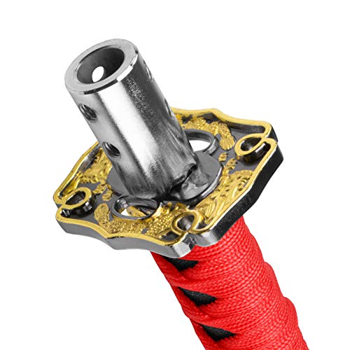JDMBESTBOY Samurai Sword Red Black Shift Knob Shifter Alloy Katana Adapters Universal 20cm - color: Red Black, size: 20cm