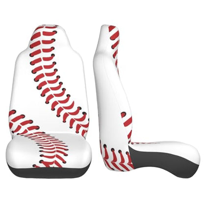 Baseball Print Front Seat Covers 2 Pack, Vehicle Seat Protector Car Mat Covers, Fit Most Bucket Seats - color: Baseball Print