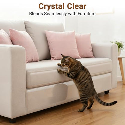 Anti Cat Scratch Furniture Protector - 118in*12in, Clear Couch Guards from Cats Scratch, Sofa Protectors from Pets Scratching, Door Protector from Dog Scratching, Self-Adhesive - 50 Pins - size: 118in*12in