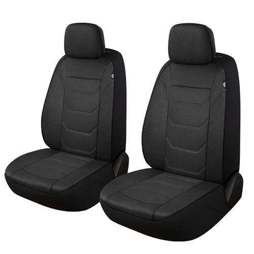 Pariiaotin 3D Air Mesh Car Seat Covers Front Sets Washable and Breathable Premium Cloth Automotive Vehicle Seat Covers for Cars Interior, Universal Fit for Most Cars, Sedan, Truck, SUV(Black) - color: Black, size: Front Set