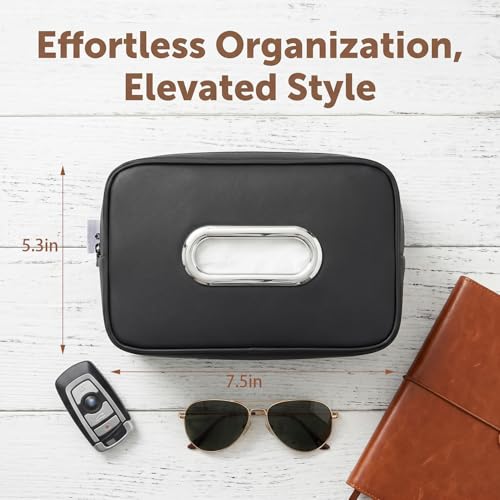 Compact Car Tissue Holder – Premium PU Leather Tissue Box, Fits 100 Sheets, Black Car Storage Organizer for Seat/Headrest/Center Console/Visor (Beige) - color: Beige