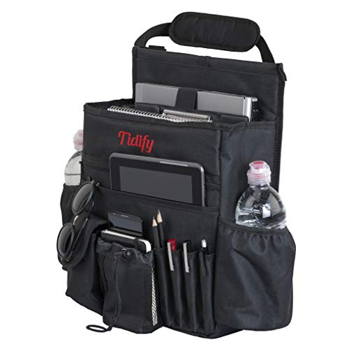Car Front Seat Organizer [2025 UPDATED] with Dedicated Tablet and Laptop Storage Stabilizing Side Straps Soft Adjustable Shoulder Strap and Hardened Buckles Your Office Away from Office.