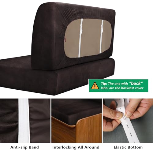 molasofa Leather Like RV Dinette Cushion Covers, RV Booth Seat Cover Stretchable Camper Cushion Couch Covers Washable Slipcovers for Camper Car Bench (1 Backrest Cover & 1 Bench Cover, Chocolate) - color: 02chocolate, size: 1 Bench Cover & 1 Backrest Cove