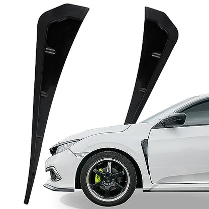 Black Car Fender Side Vents Decoration Sticker Trim ABS Material Spoiler Fender Decorative Stickers Air Flow Intake Hole Grille Auto Exterior Universal Accessories (Black) - size: Black