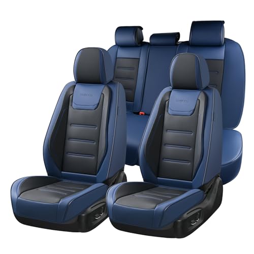 Coverado Car Seat Covers Full Set, Seat Covers for Cars, Waterproof, Leather Car Seat Cushion, Universal Car Interior Covers Seat Protectors for Most Cars Blue - color: Blue, size: FullSet