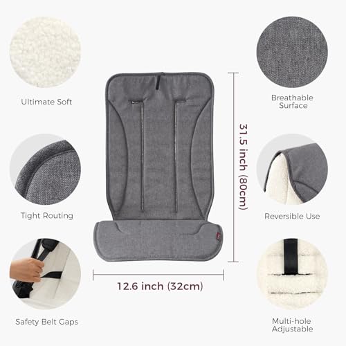 Momcozy Reversible Stroller Cushion | Universal Breathable Stroller Liner | Winter Warm Car Seat Liners | Crib Carriage Cushion Pad | Plush for Winter Use ＆Soft Fabric for All-Season Comfort - color: Gray
