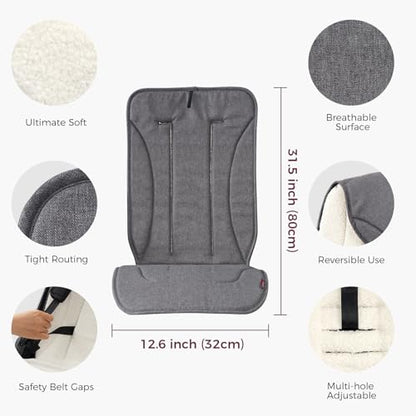 Momcozy Reversible Stroller Cushion | Universal Breathable Stroller Liner | Winter Warm Car Seat Liners | Crib Carriage Cushion Pad | Plush for Winter Use ＆Soft Fabric for All-Season Comfort - color: Gray