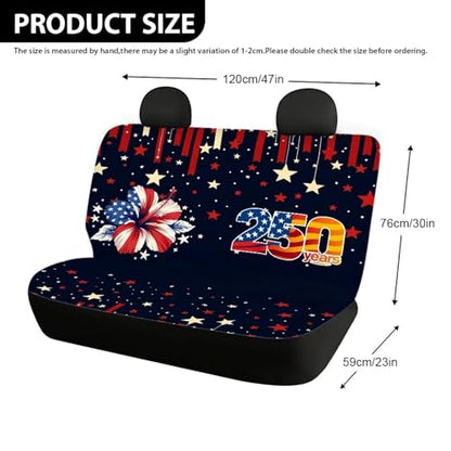 AFPANQZ American Flower Car Seat Cover for Rear Bench Seat, 250 Years Automotive Back Seat Protector Dogs Pets Seat Cushion for Trucks Vans SUVs Universal Fit - color: 250 Years American Flower