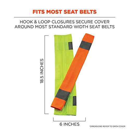 Ergodyne unisex adult Hi-vis - 2-pk 8004 Hi Vis Seat Belt Cover 2 PK, Lime - color: Lime, style: 8004 Hi-vis Seat Belt Cover - 2-pk