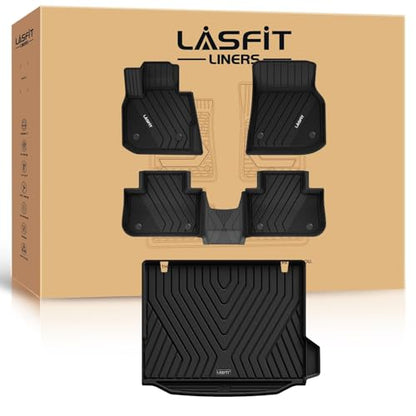LASFIT 2018-2024 BMW X3 Floor Mats & Trunk Mat, Custom Fit TPE All Weather Car Liners Full Set for x3 30i/M/M40i/M Competition Accessories, Waterproof & Anti-Slip (Don't Fit X3 30e) - size: 2) X3 2018-2024 | Full Set