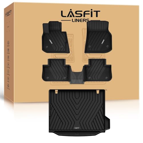 LASFIT 2018-2024 BMW X3 Floor Mats & Trunk Mat, Custom Fit TPE All Weather Car Liners Full Set for x3 30i/M/M40i/M Competition Accessories, Waterproof & Anti-Slip (Don't Fit X3 30e) - size: 2) X3 2018-2024 | Full Set