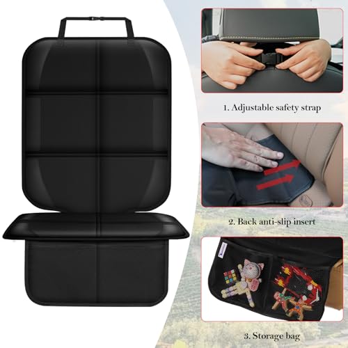 Car Seat Protector for Child Car Seat, Durable 600D Fabric Waterproof Car Seat Cover with Thick Pad Non-Slip Backing，No Imprints (Thicker Black-2pc) - color: Thicker Black-2pc