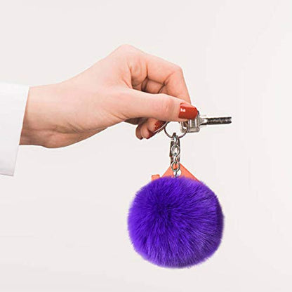 Cute Faux Rabbit Fur Ball Pom Pom Keychain Car Key Ring Handbag Tote Bag Pendant Purse Charm - color: Purple