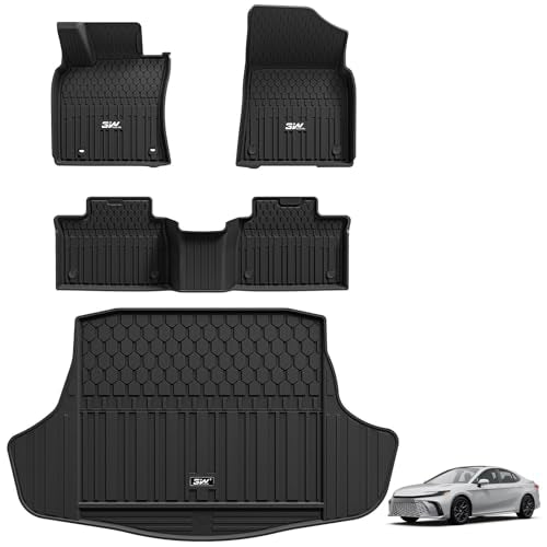 3W Floor Mats & Cargo Liner for Toyota Camry 2025 2026 (Hybrid/LE/SE/XLE/XSE), TPE All Weather Custom Fit Camry 1st & 2nd Row and Trunk Mat, Black - style: 5. Camry|25-26|Floor Mats&Cargo Liner