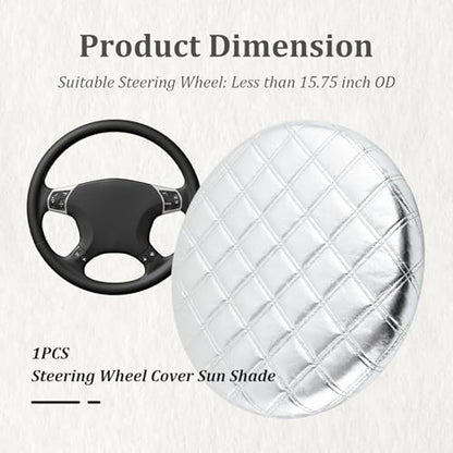 Car Steering Wheel Cover Sun Shade,Car Wheel Cover with Aluminum Film and Cotton Lining for Steeringwheel Sun Protection,Universal Maximum 15.75" Truck Steering Wheels Covers