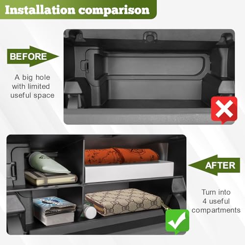 Glove Box Organizer Compatible with 2024 2025 2026 Toyota Tacoma (4th Gen Tacoma) Interior Accessories Compartment Insert Tray Center Console Storage Shifter Divider, Black