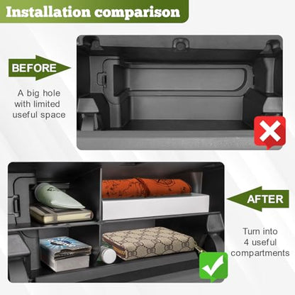 Glove Box Organizer Compatible with 2024 2025 2026 Toyota Tacoma (4th Gen Tacoma) Interior Accessories Compartment Insert Tray Center Console Storage Shifter Divider, Black