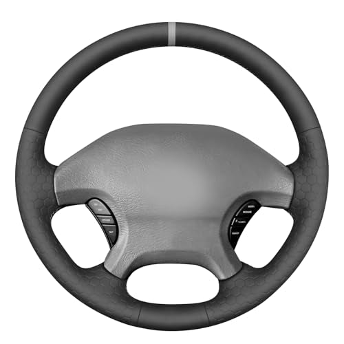 MEWANT Black Hive Embossed Faux Leather Steering Wheel Cover for Dodge Ram 1500 2002-2003 Dodge Ram Truck Accessory - color: Black Solid&Hive Embossed Faux Leather