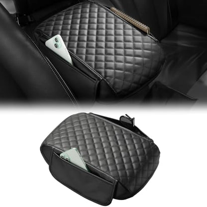 JOYTUTUS Center Console Cover Compatible with 2010-2024 4Runner, Leather Arm Rest Armrest Cover for Car, Durable Middle Console Cover, Car Arm Rest Cover Replacement, with 2 Pocket