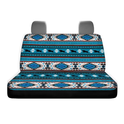 WELLFLYHOM Aztec Buffalo Rear Bench Seat Cover for Cars Truck SUV Universal Car Seat Covers Car Accessories Split Back Seat Backrest Protector Set of 2 Blue - color: Aztec Buffalo Blue