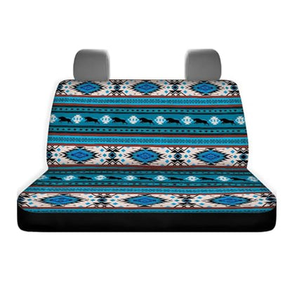 WELLFLYHOM Aztec Buffalo Rear Bench Seat Cover for Cars Truck SUV Universal Car Seat Covers Car Accessories Split Back Seat Backrest Protector Set of 2 Blue - color: Aztec Buffalo Blue