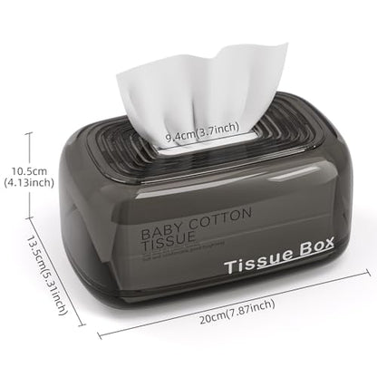 Tissue Box Cover,Automatic Sinking Tissue Box Holder,Napkin Holder Home Decor for Tabletop Night Stands Bathroom Office,7.87 * 5.31 * 4.13inch (Black)