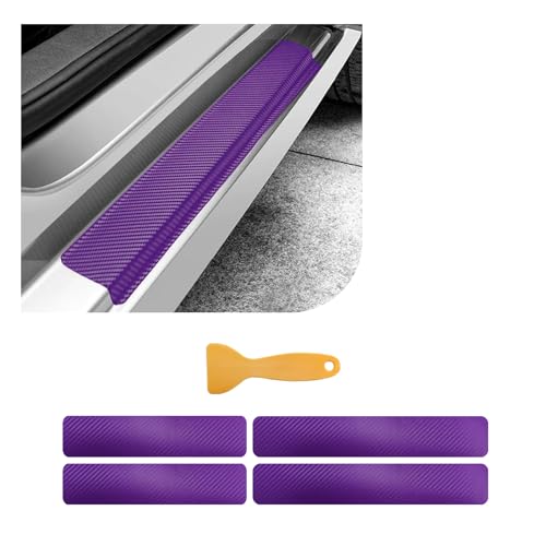 4 PCS Car Door Sill Protector, 3D Carbon Fiber Auto Door Entry Edge Guard Protection Trim, Anti-Scratch Threshold Cover Strips, Sill Protection Sticker for Car SUV Truck (Purple) - color: 3D Purple