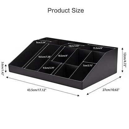 SZQINJI Coffee Condiment Organizer Holder 10-Compartment Break Room Coffee Condiment Caddy Cup Storage Holder Black
