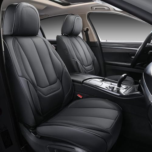 Coverado Seat Covers, Car Seat Covers Front Seats, Car Seat Cover, Car Seat Protector Waterproof, Car Seat Cushion Nappa Leather, Black Seat Covers Carseat Cover Universal Fit for Most Cars - color: Black, size: Front