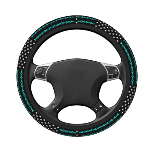 America Flag Fight Scleroderma Awareness Breathable Neoprene Steering Wheel Cover - Anti-Slip Floral Design Universal Fit for Cars/Trucks/Suvs (14.5"-15" Inch) - color: America Flag Fight Scleroderma Awareness