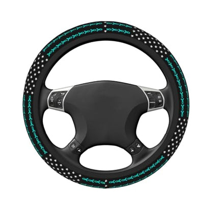 America Flag Fight Scleroderma Awareness Breathable Neoprene Steering Wheel Cover - Anti-Slip Floral Design Universal Fit for Cars/Trucks/Suvs (14.5"-15" Inch) - color: America Flag Fight Scleroderma Awareness