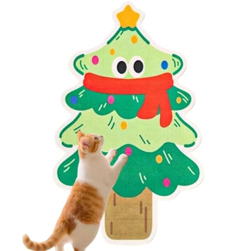 Cute Cat Scratching Mat Christmas Tree Wall Cat Scratcher for Indoor Cat Scratch Pads,Anti Scratch Furniture Protector,Self Adhesive for Couch,Door,Sofa,Funny Christmas of Gifts for Cat Lover